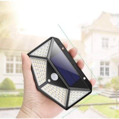 Luminária Solar 100 Leds Com Sensor Presença Sem Fio à Prova D' Água Chuva Externa 3 Modos