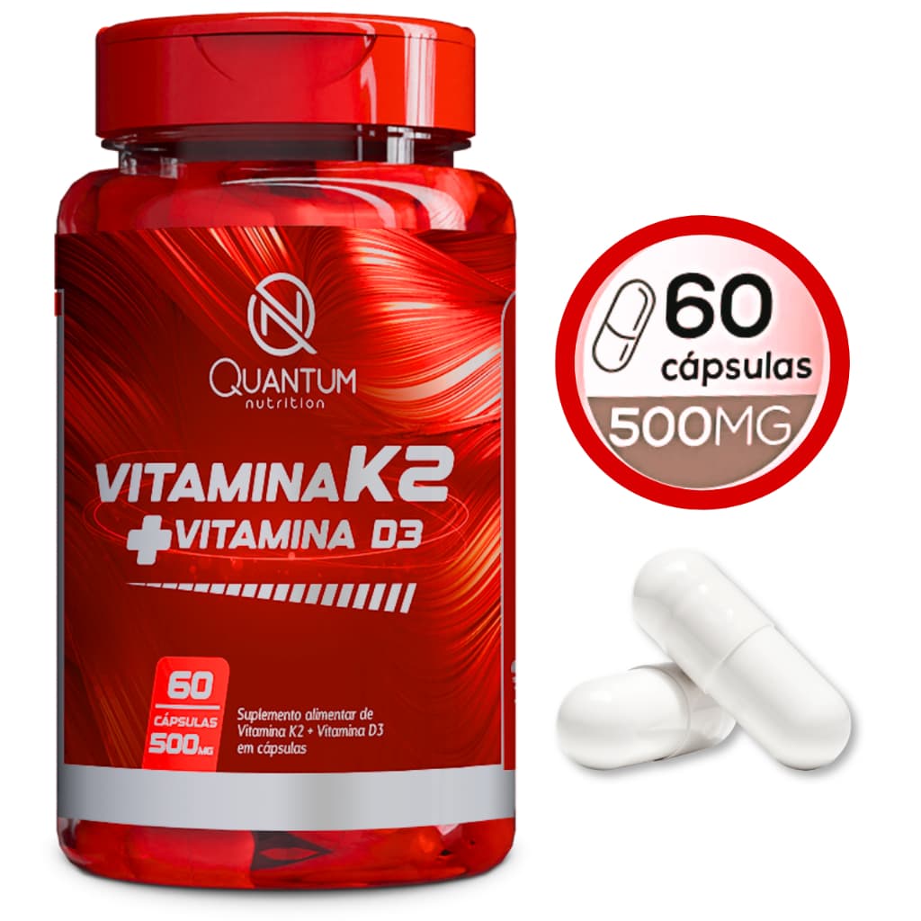 Vitamina K2 + Vitamina D3 60 Cápsulas 500mg Sem Sabor Para Saúde Óssea Imunidade Original Quantum