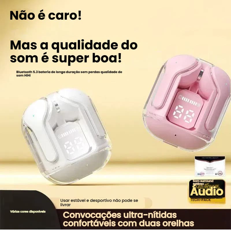 Fone De Ouvido Sem Fio TWS Bluetooth Com Controle De Toque Fones HiFi  Som Estéreo Redução De Ruído