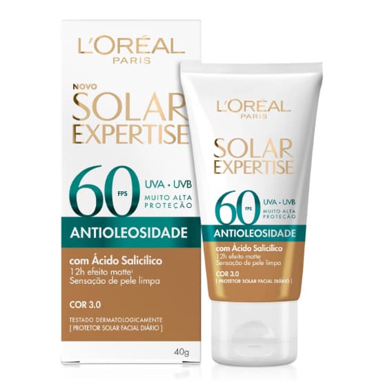 Protetor solar facial L’Oréal Expertise Antioleosidade FPS 60, 40 g
