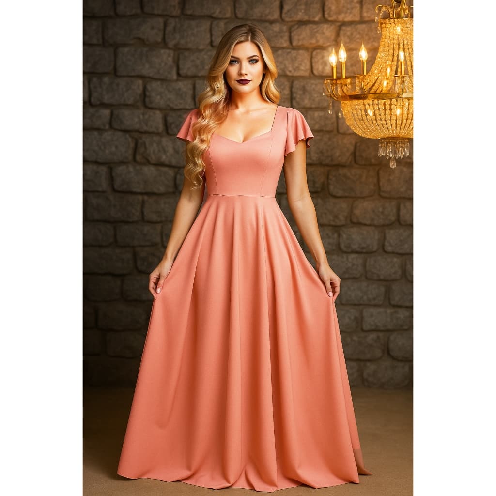 Vestido longo de festa madrinhas casamento vestido manga curta
