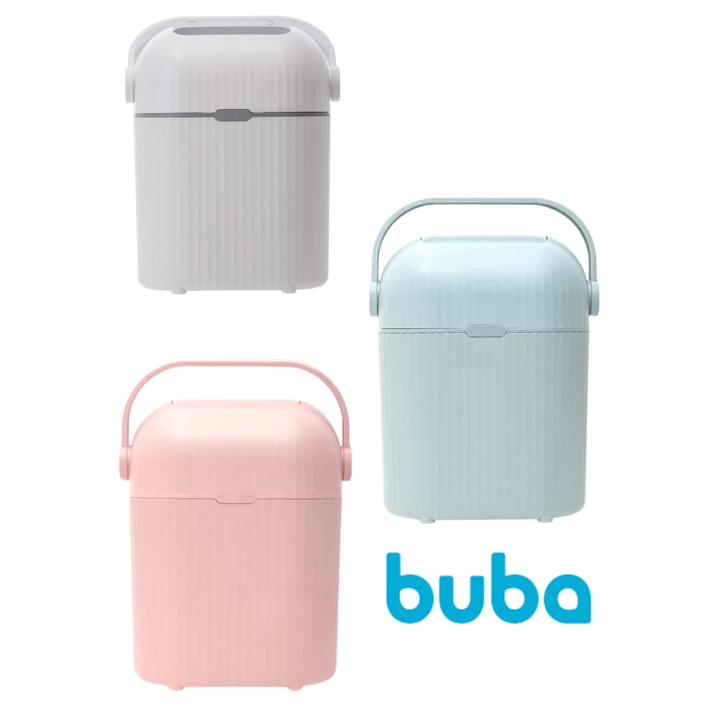 Lixeira Antiodor Buba para Fraldas 9 Litros Para Quarto do Bebê, Banheiro, Fraldas e Pet Rs Az Cinza