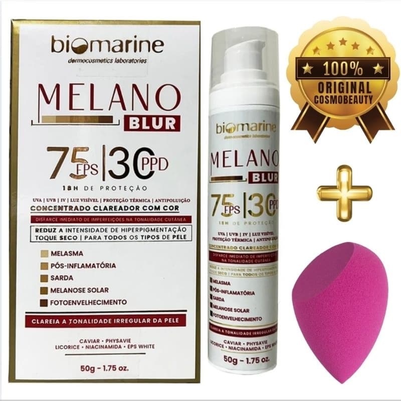 Melano Blur Protetor solar FPS 75 30 PPD com cor, clareador - Melasma, manchas 50g - Biomarine