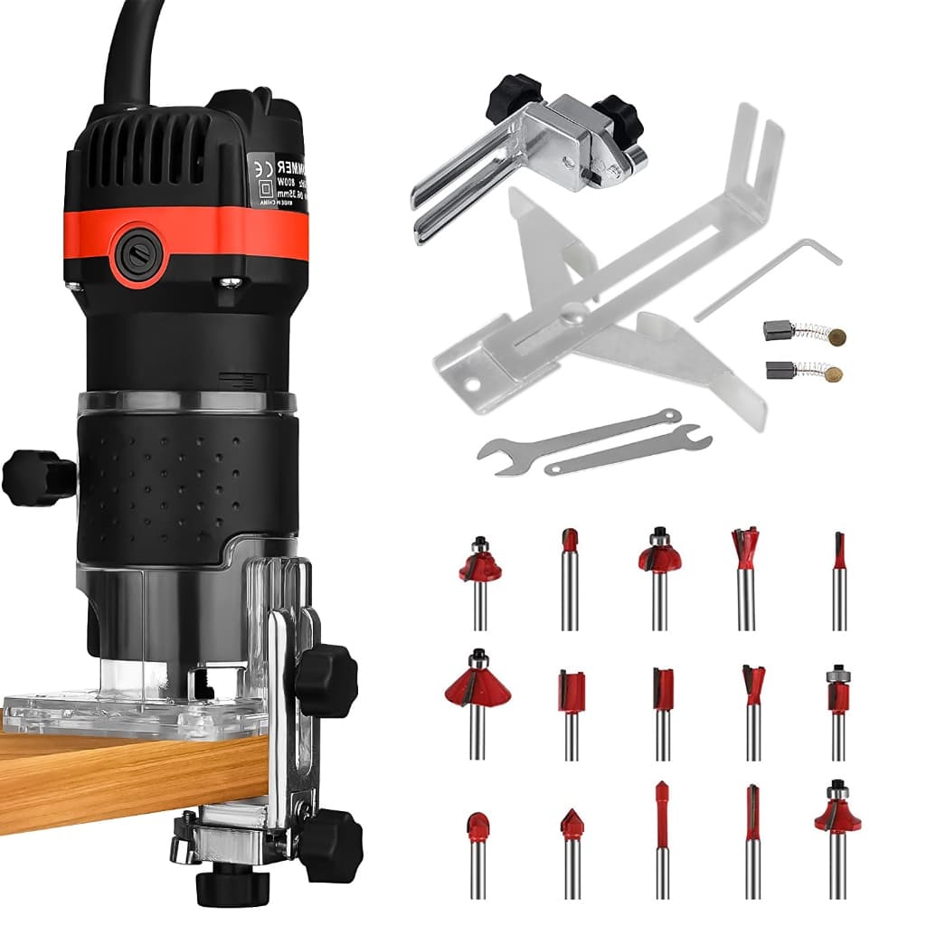 Kit Tupia Manual Laminadora 800w 6mm + Jogo De Fresas 15 Pcs