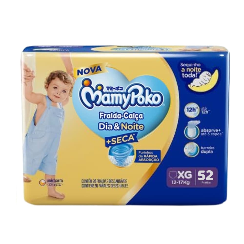 Fralda-Calça Mamypoko Dia&Noite Roupinha XG 52 Fraldas