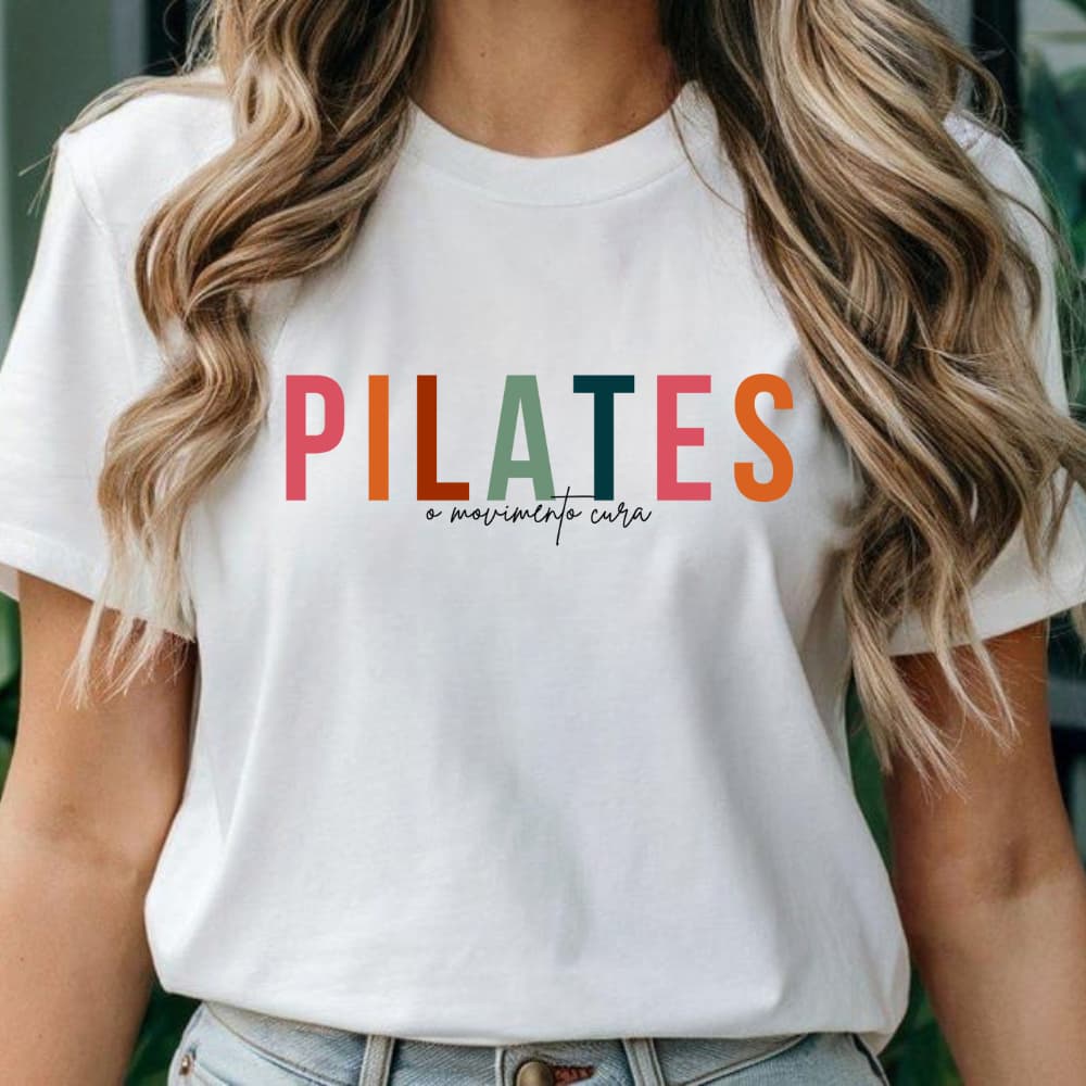 Camiseta Blusa Feminina Pilates Fitness T Shirt Fisioterapia Educação Física 100% Algodão