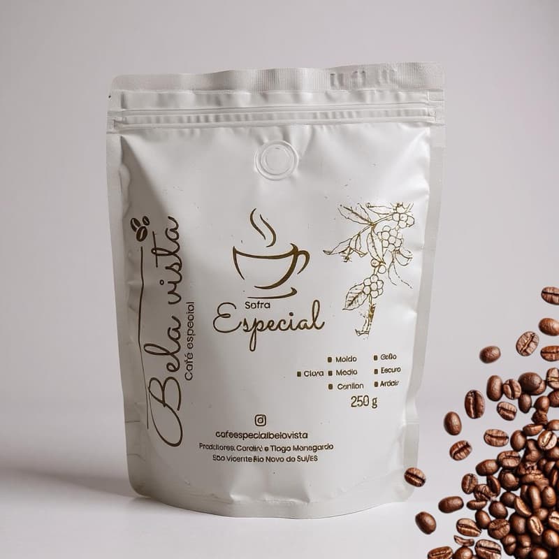 Café Especial em Grão 250g – 100% Conilon, Torra Média, Direto do Produtor, sensorial chocolate caramelo especiarias