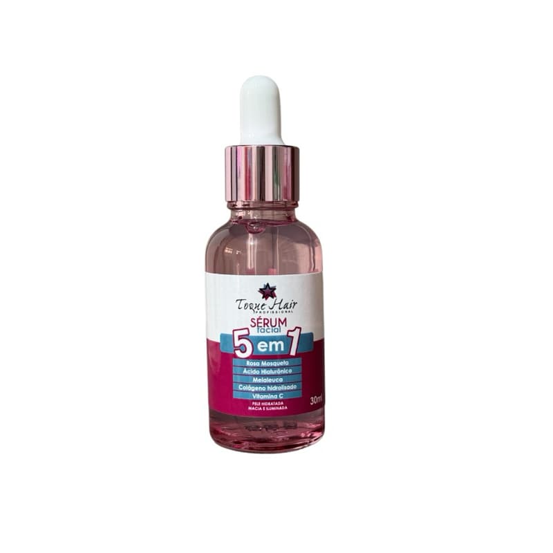 Serum Facial 5 em 1 100% Extrato Puro - Rosa Mosqueta - Melaleuca - Hialurônico - Vitamina C - Colágeno Hidrolisado