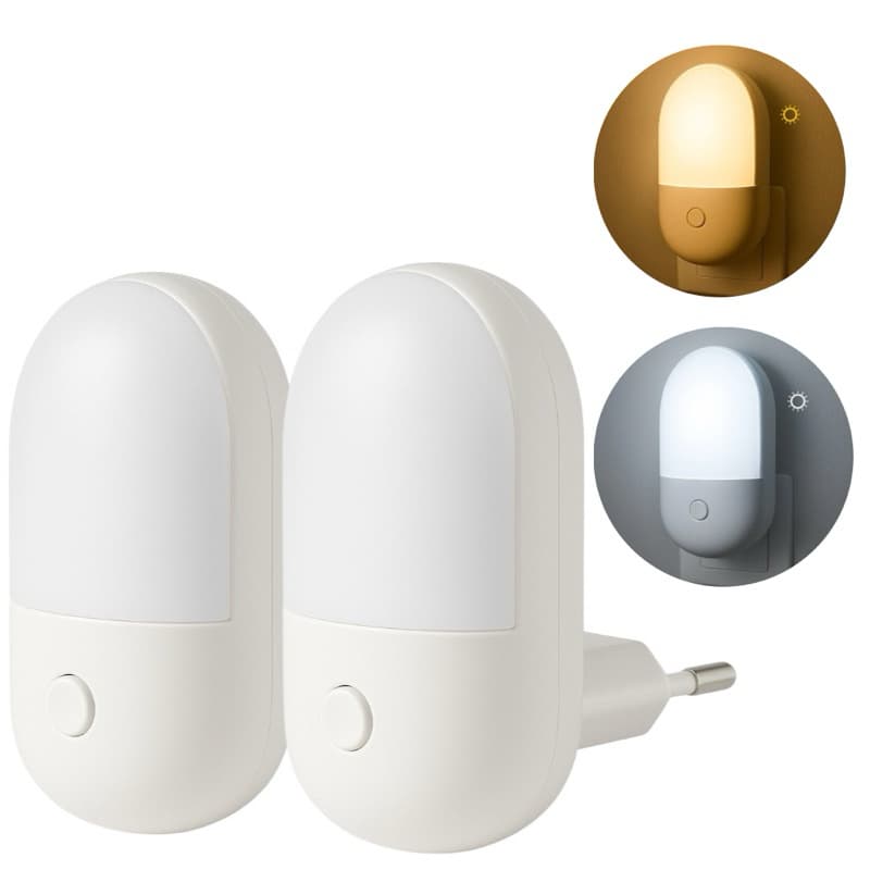 Luminária 1 Ou 2 Unidades Led De Tomada Luz Noturna Mini Abajur Quarto Sala Bebê Criança Bivolt