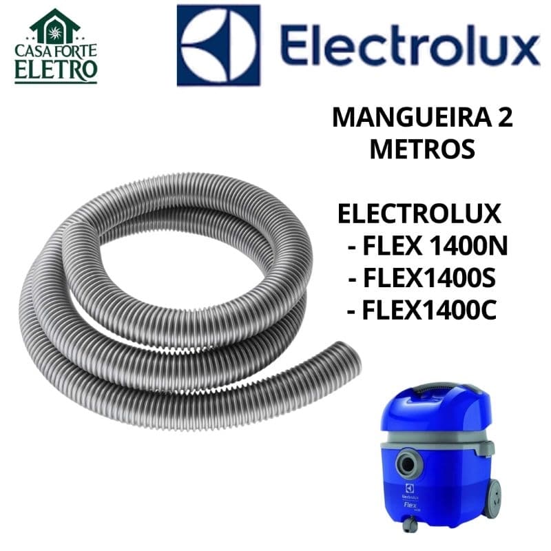 Mangueira 2m 32mm Cinza Flexível Reforçada p/ Aspirador Electrolux 1400N-Flex1400 -Flex1400C