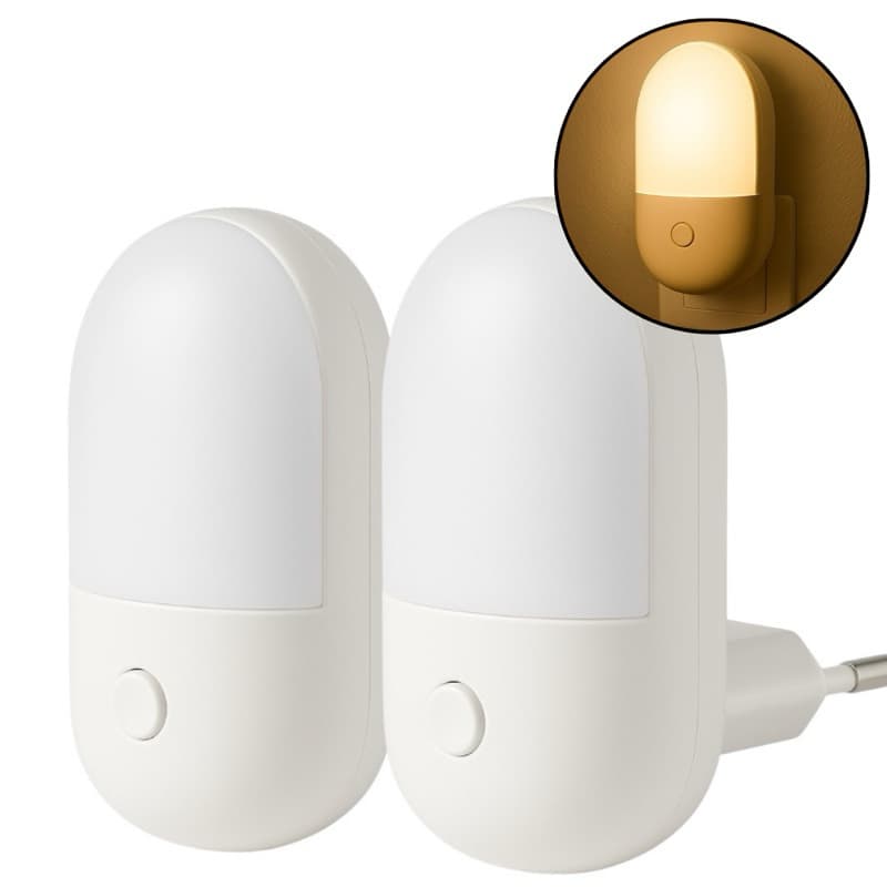 Mini Abajur 1 Ou 2 Unidades Luminária De Tomada Led Luz Noturna Quarto Sala Bivolt