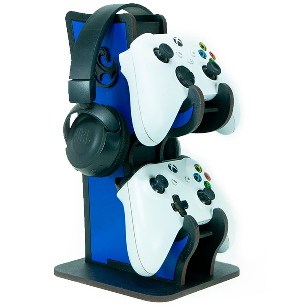 Suporte de controle e headset para videogame ps4 ps5 Xbox Azul