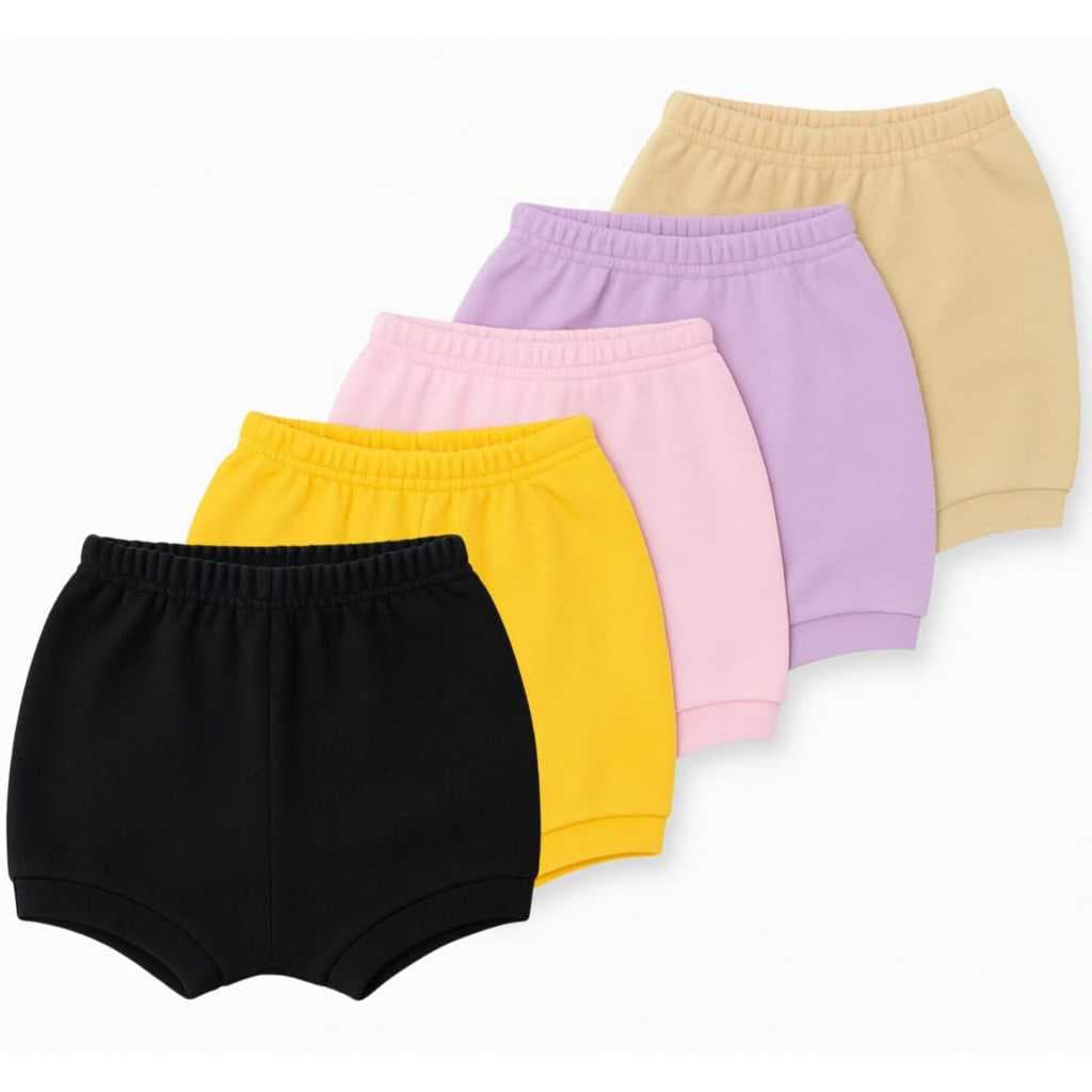 Kit 5 Tapa Fralda Short Bebê  Menino Menina Short Algodão Premium Liso