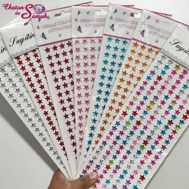 Cartela de Strass Estrela Auto Adesiva para Artesanato