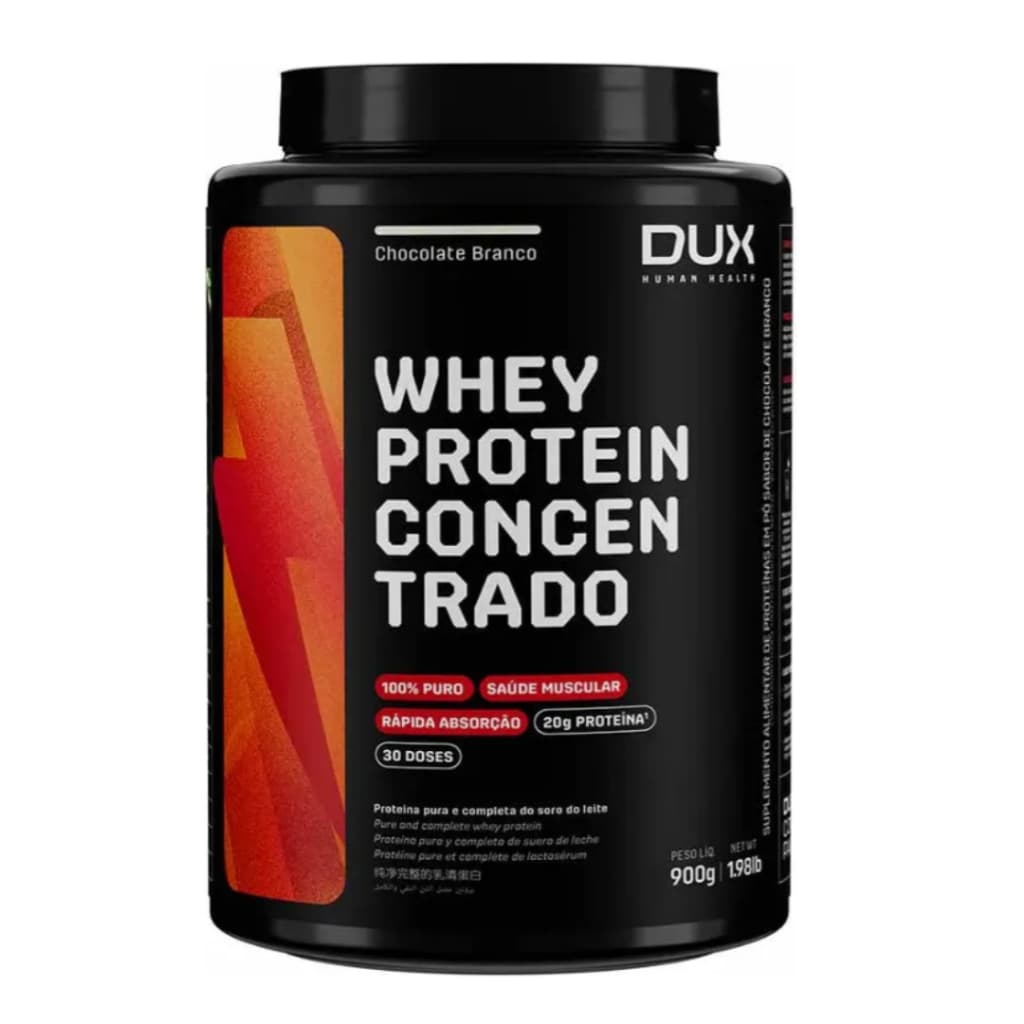 Whey Protein Concentrado Dux Nutrition Pote 900g Sabor Chocolate Branco