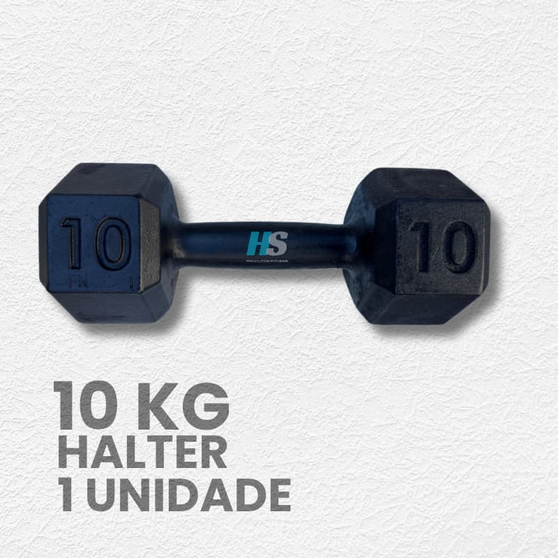 Halter Sextavado Pintado 10kg - Peso de Academia