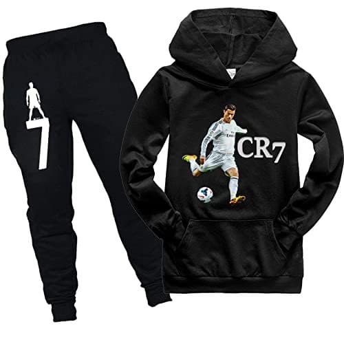 Conjunto de moletom com capuz Cristiano Ronaldo com capuz e moletom com capuz de 2 peças para meninos
