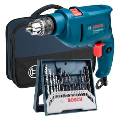 Furadeira Impacto Parafusadeira Bosch GSB 450 RE 127v + Kit 15 Brocas + Bolsa