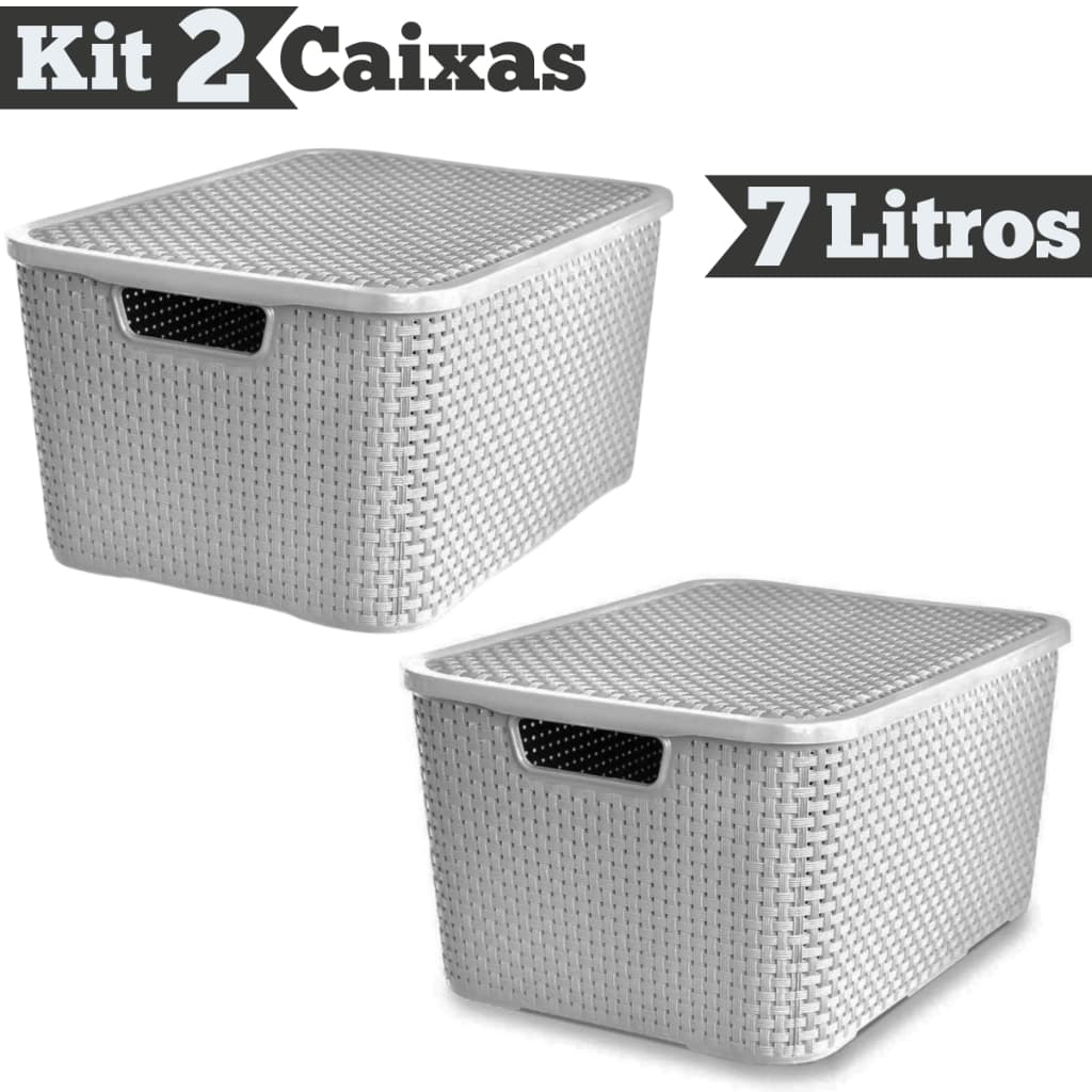 Caixas Organizadora 7 LITROS De Brinquedo Roupa Suja Cesto C/ tampa Branca - Toalhas Banheiro