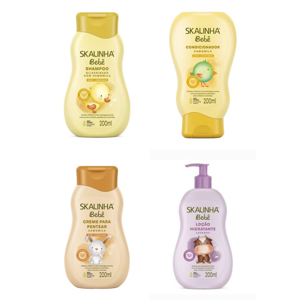 Kit Skalinha Camomila Shampoo Condicionador Creme de Pentear e Hidratante