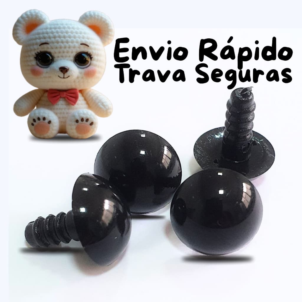 Olhos para Amigurumi com Trava de Segurança - 7mm a 27mm - Olhinhos para Crochê