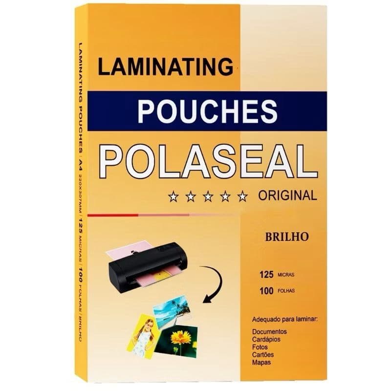 Polaseal Plastico Para Plastificacão 100 Folhas Com Brilho Plastificar