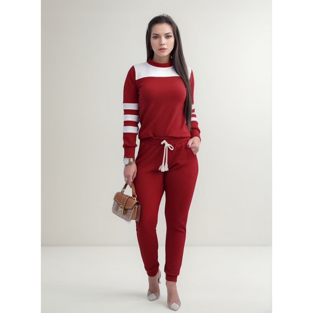 Conjunto De Frio Feminino Moletom Manga Longa Inverno Crepe