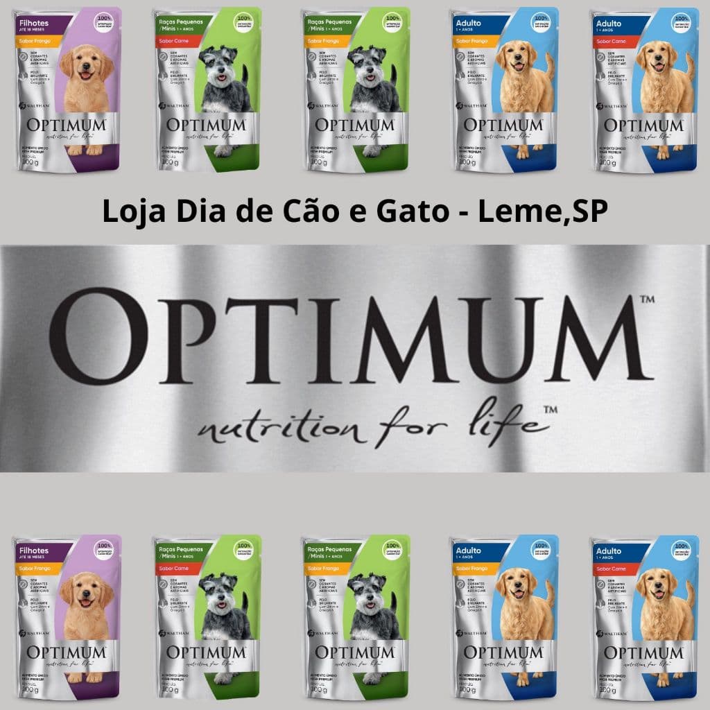 Kit 10 a 40 Sachês Optimum 100g para Cachorros - Ração Comida Úmida