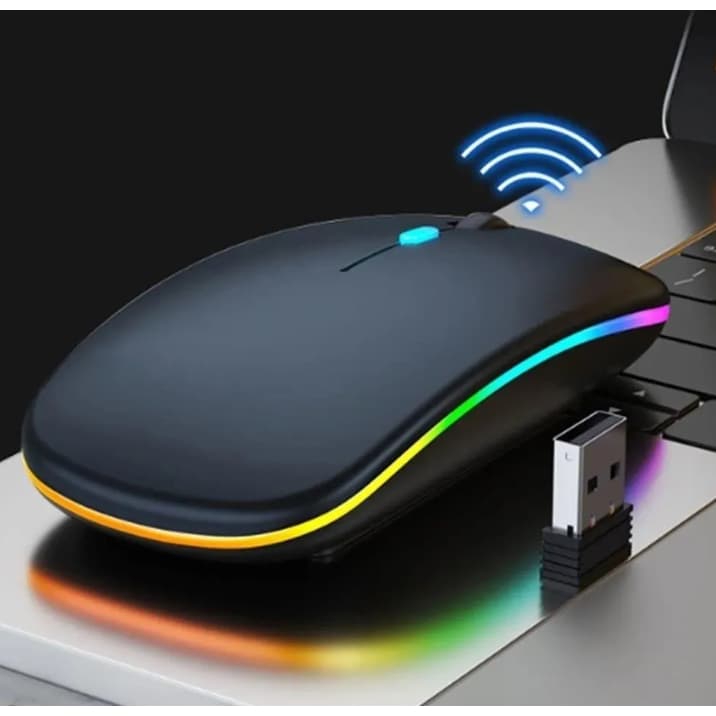 Mouse Sem Fio Recarregável Notebook Wireless Ergonômico Cor Preto