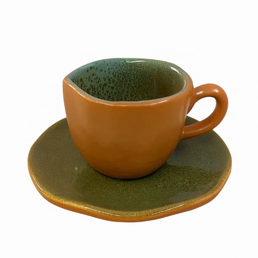 Xícara De Café E Pires Orgânicos De 50ml Em Cerâmica