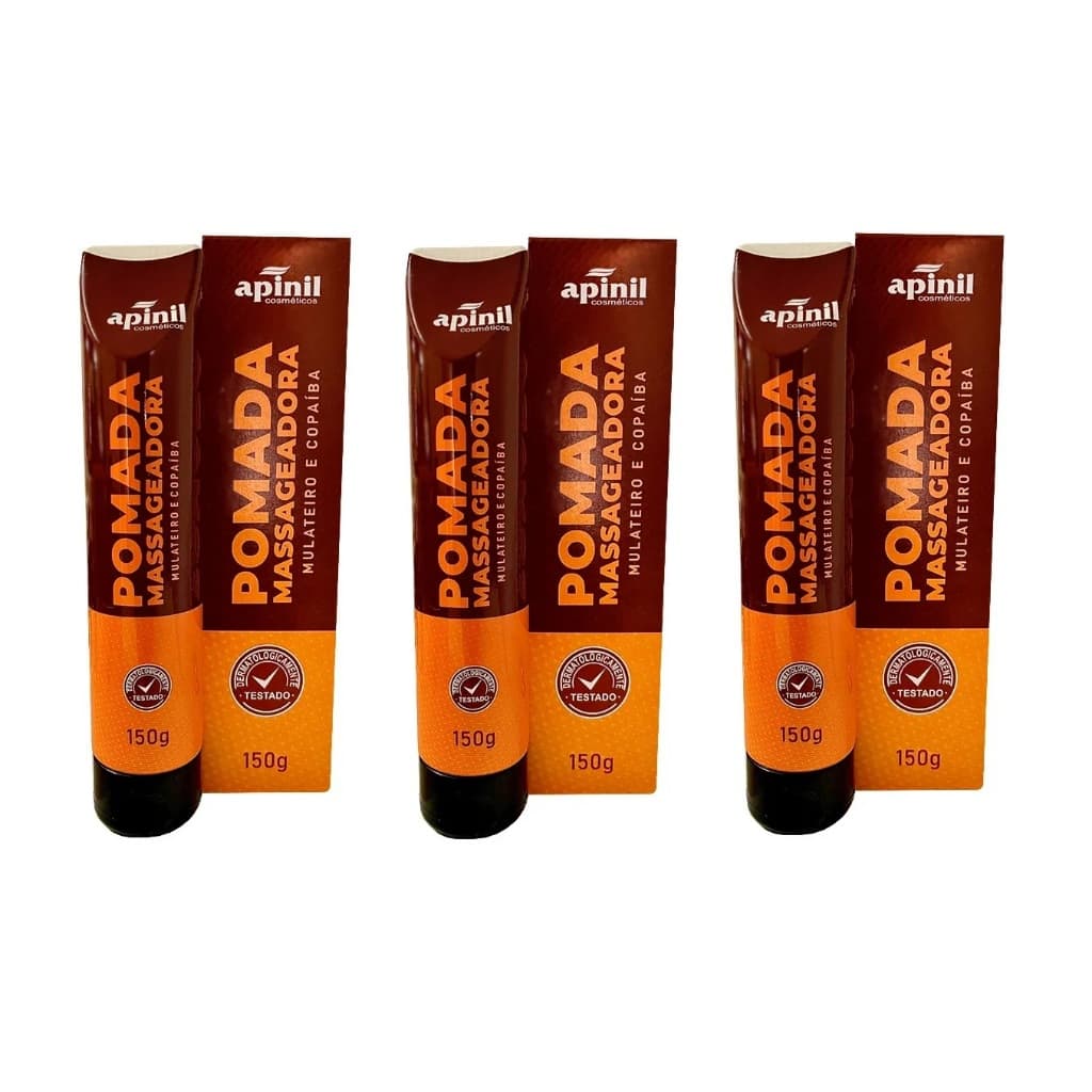 Kit 3un Pomada Massageadora Mulateiro e Copaíba 150g - Apinil