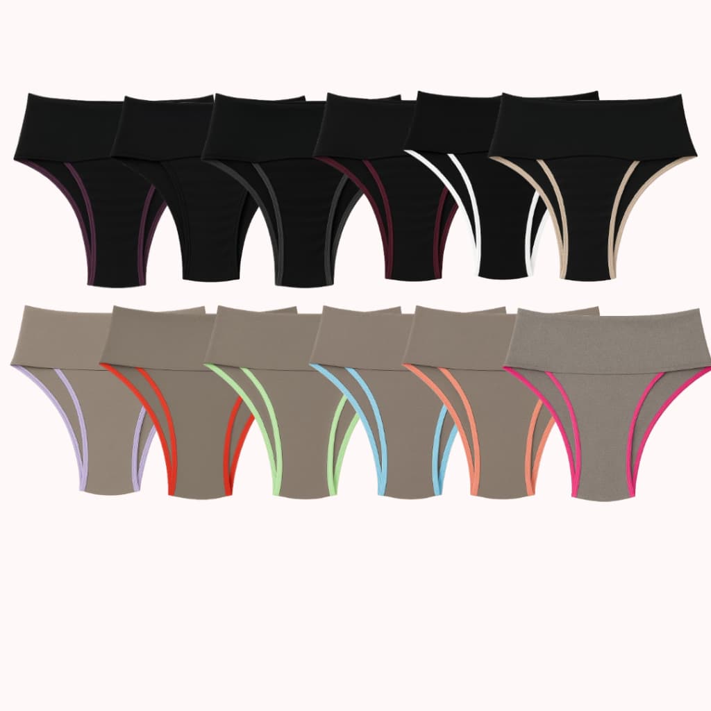 Kit 12 Calcinhas Fitness Plus Size XG ao G2 Cós Duplo Leve Compressão