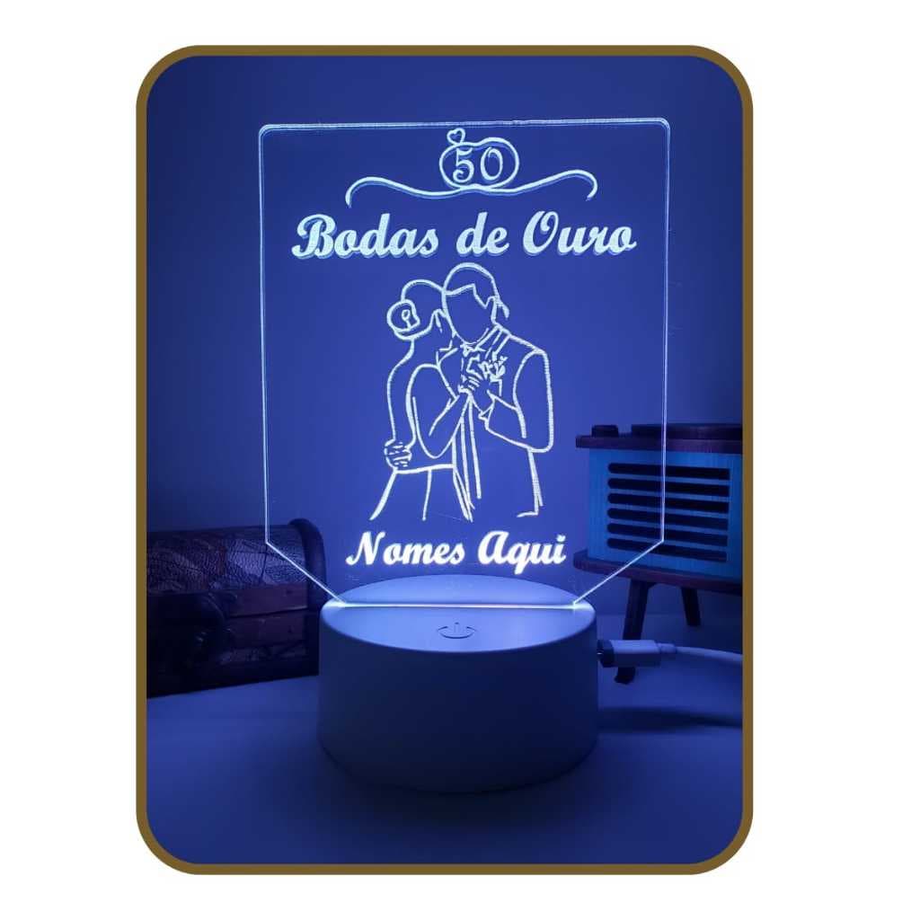 Bodas ouro decoração abajur led 16 cores casamento presente amor casal luminária