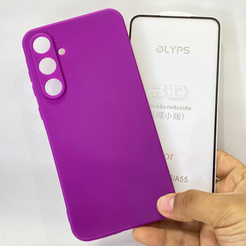 Capa A55 + Película 3D Kit Samsung Capinha Case Protetora Celular Silicone