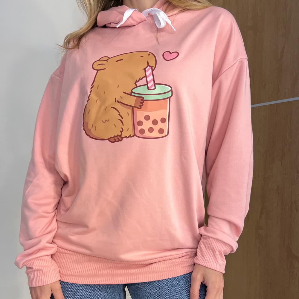 Moletom Capivara Casaco Frio Blusa Bolso Canguru Capuz Adulto Quentinho Inverno Frio Masculino Feminino Unissex