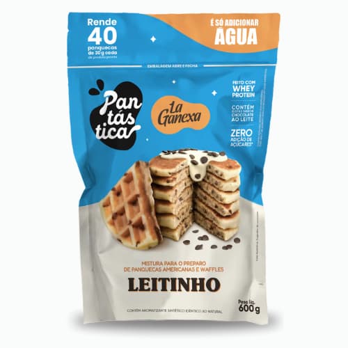 Pouch Pantástica La Ganexa Panqueca Unitária 600g. Leitinho com Whey Protein Gotas Chocolate