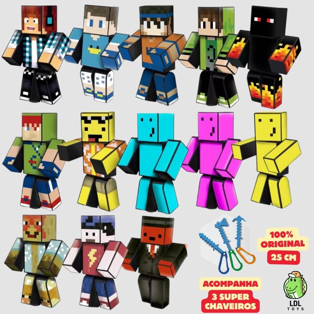 Boneco Articulado 25cm + 3 Chaveiros Cadres Athos Problems Lopers Mana Youtuber Algazarra