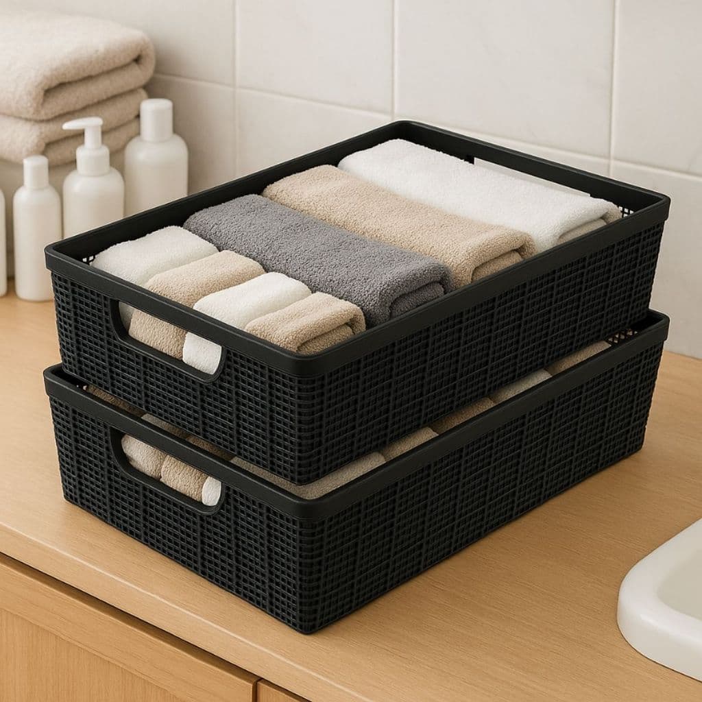 Kit 2 Cestos Organizador Multiuso Plástico Banheiro Armário Cozinha Promoção 2 L  Jaguar