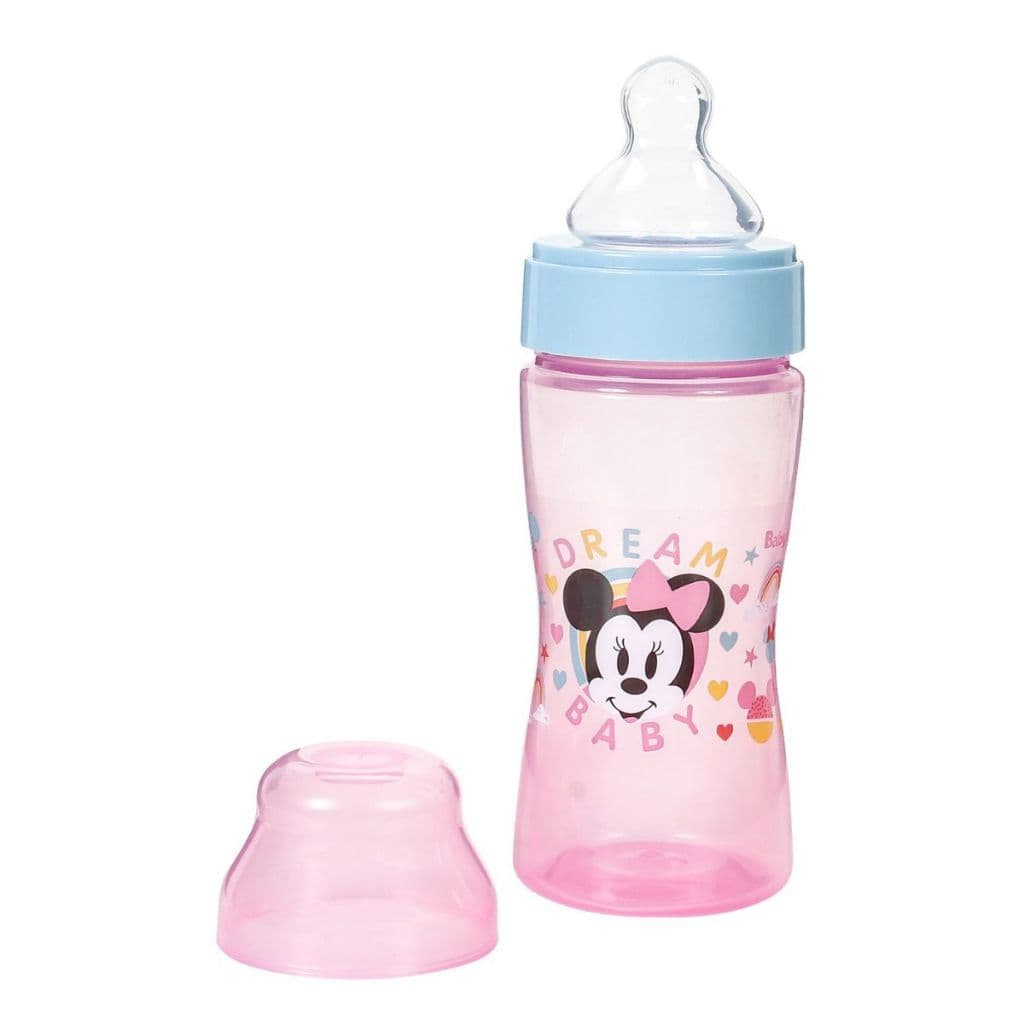 Mamadeira Com Bico Ortodontico Wide Neck 270ml Rosa Minnie Disney
