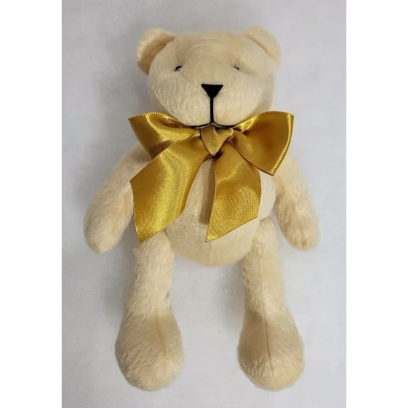 Urso de Pelúcia Articulado em Tecido Velboa/Urso Médio com laços coloridos para decoração de quarto