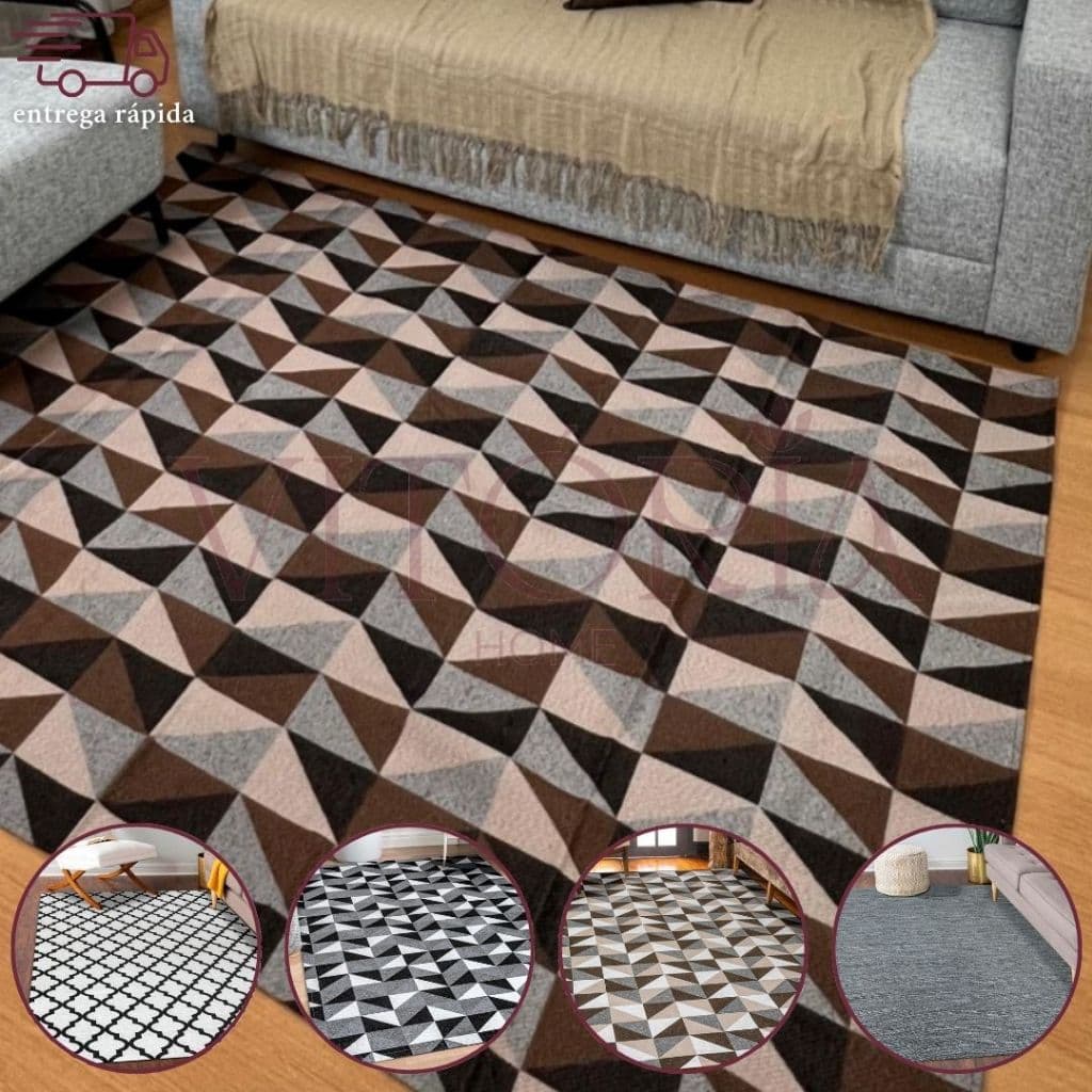 Tapete Para Sala Geométrico Grande JACQUARD Moderno Antiderrapante - Várias Estampas