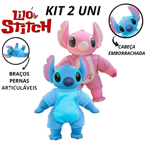 Pelucia Boneco Lilo E Stitch Articulado Cabeça Em Vinil De Borracha 40 Cm