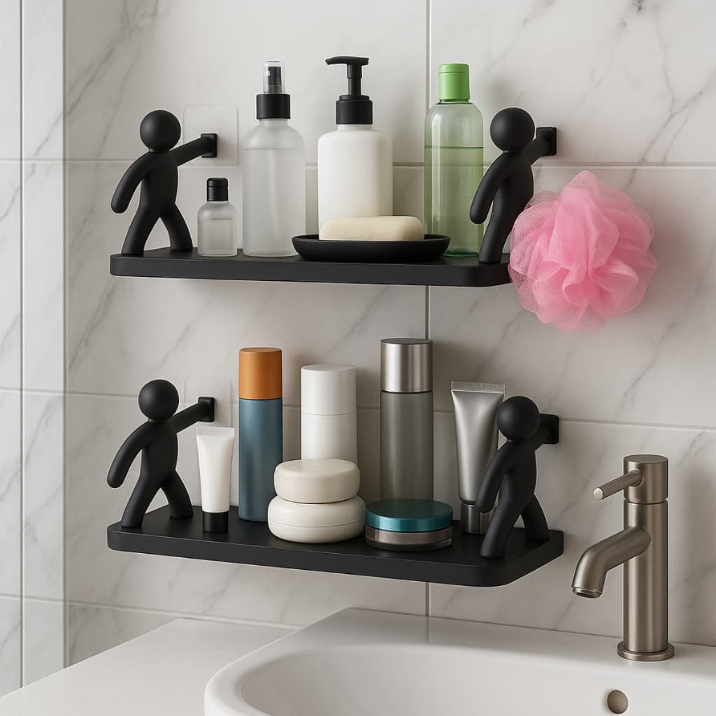 Kit 1 ou 2 Prateleiras Plásticas com Adesivo – Organizador Multiuso para Cozinha e Banheiro