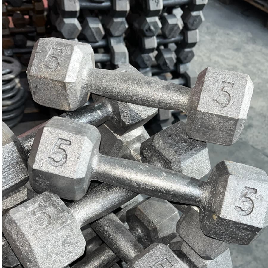 Halter 5kg Sextavado Sem Pintura 1un Treino Fitness Academia