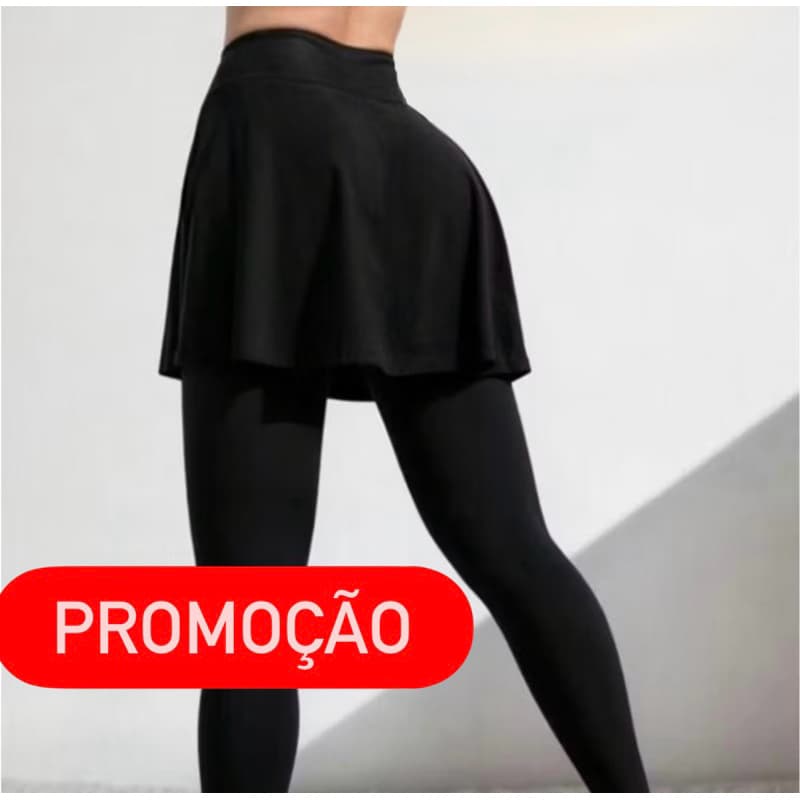 Calça Legging Saia Feminina Cintura Alta Babado Tapa Bumbum Academia Fitness Suplex