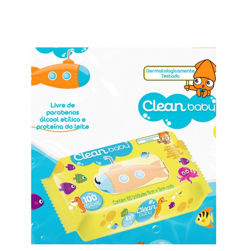 Clean Baby - lenços umedecidos -  Kit com 4 pacotes