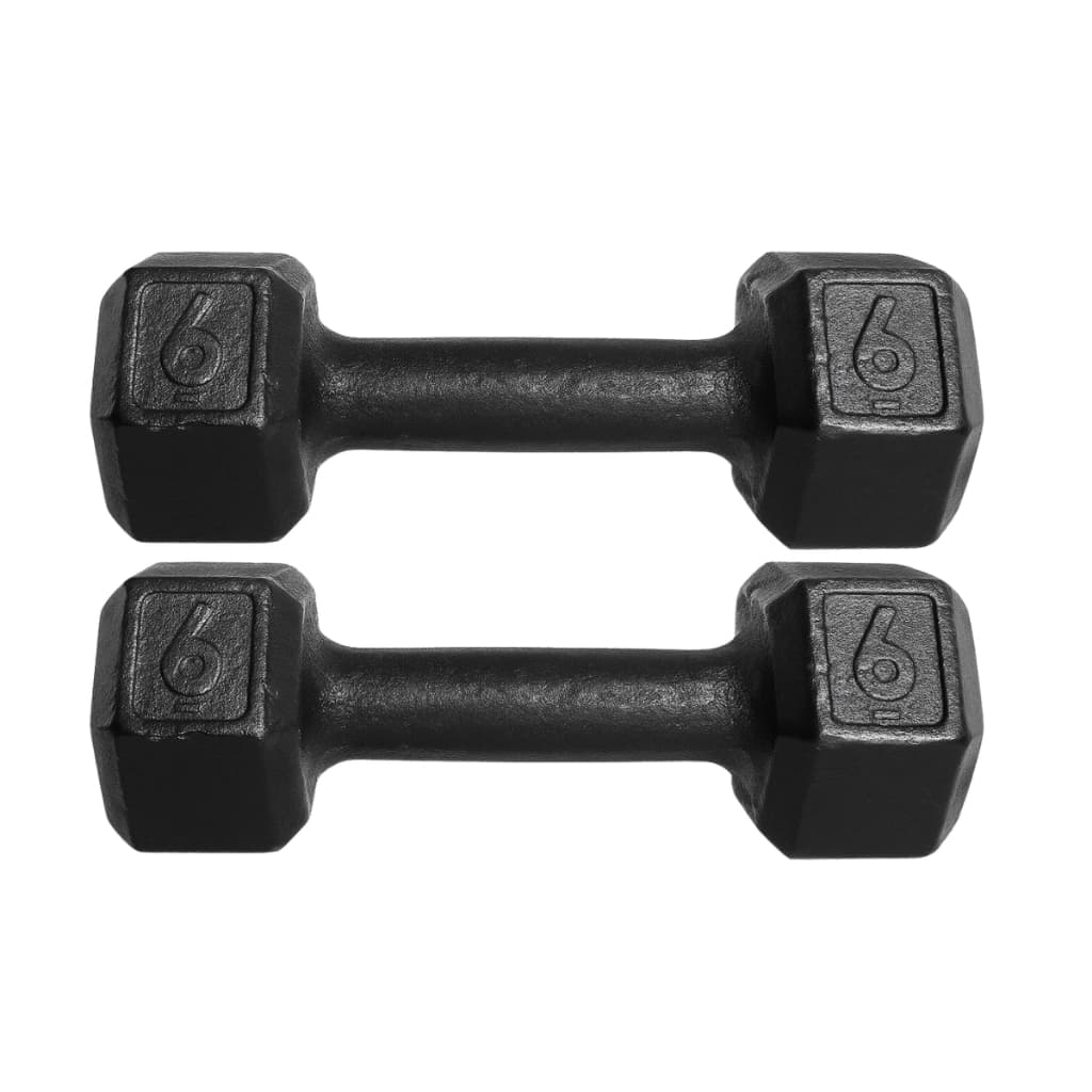 Halter Par Sextavado 6kg Pintado Preto para Academia Esportiva