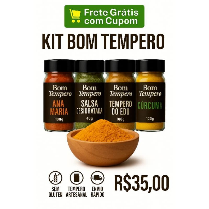 Kit Completo Gourmet Bom Tempero – 4 Temperos Premium para uma Cozinha com Sabor de Chef!