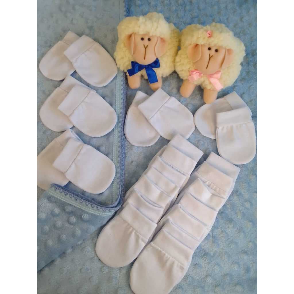KIT 12 PARES LUVINHAS BEBÊS RECÉM NASCIDOS MALHA ALGODÃO FRIO MÃOZINHAS ENXOVAL MATERNIDADE