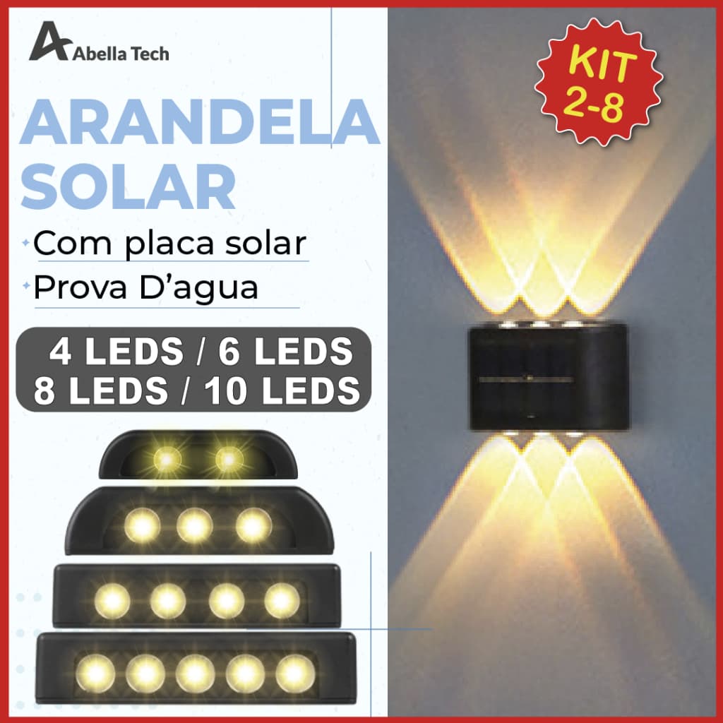 2-8 Luminária Arandela Solar 4 6 8 10 LED Luz Branco Quente para Parede a Prova dágua Spot parede